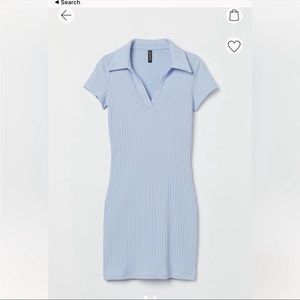 Sky Blue Ribbed Polo Dress